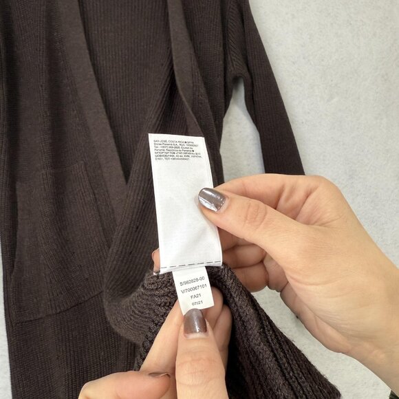 Athleta Sweater Womens Small Brown Long Open Front Knit Cardigan Pockets - Picture 10 of 11